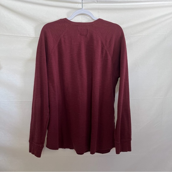 Lucky Brand Lived In Henley Thermal Waffle Long Sleeve Shirt Maroon Size XXL - Picture 3 of 10